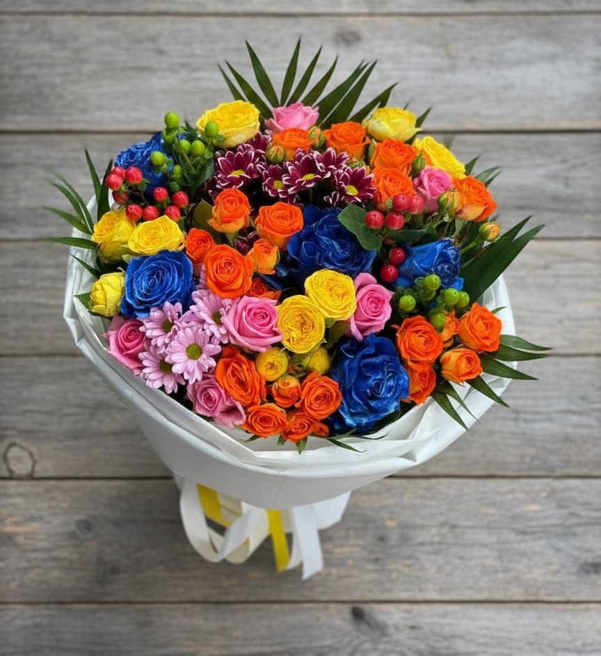 Букет цветов из: Розы и Хризантемы в Долгое