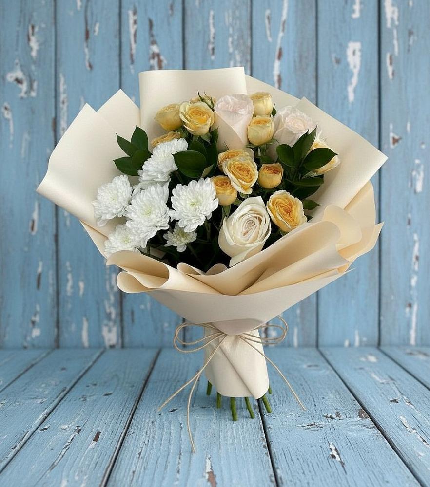 Букет цветов из: Розы и Хризантемы в Долгое