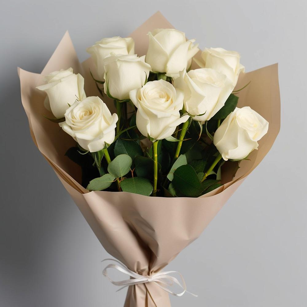 Букет 9 Белых роз Эдлесс Лав в Долгое