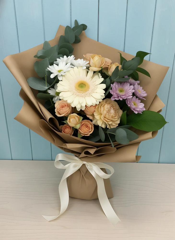 Букет цветов из: Герберы и Хризантемы в Долгое