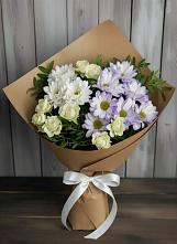 Букет цветов из:  Хризантемы и Розы в Долгое