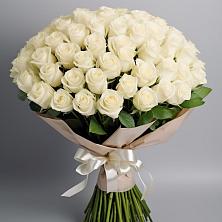 Букет 101 беля роза Белоснежка в Долгое