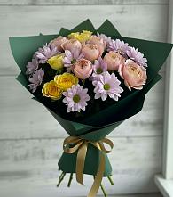 Букет цветов из:  Хризантемы и Розы #REPLACE_PRED# Долгое