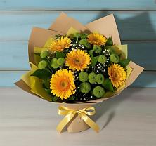 Букет цветов из:  Герберы и Хризантемы в Долгое