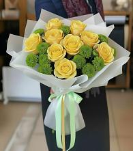 Букет цветов из:  Хризантемы и Розы в Долгое