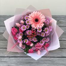 Букет цветов из:  Розы, Герберы и Хризантемы #REPLACE_PRED# Долгое
