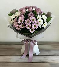 Букет цветов из:  Хризантемы и Розы в Долгое
